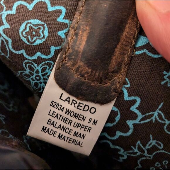 Loredo Western Brown Leather Cowboy Boots with Embroidered Design Square Toe - Picture 11 of 12